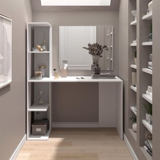 Vicco Tocador Tower, Blanco, 122.2 Cm Con Espejo Vicco