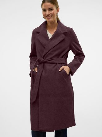 Vero Moda Langmantel VERO MODA VMFORTUNEAYA SS23 LONG COAT NOOS, Damen, Gr. L, winetasting detail:melange, Web, Obermaterial: 100% Polyester, meliert, knieumspi