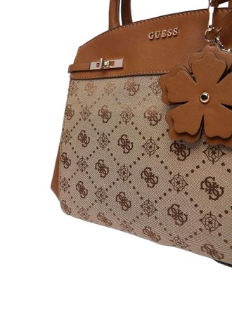 Guess Womens Satchel Bag Latte Logo Polyester - Satchel-Bags