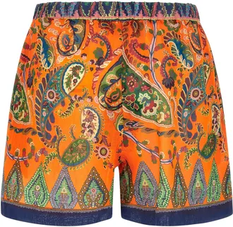 Etro Womens Orange Ramie Bermuda Shorts