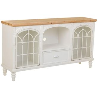Wanderlust Deco Aparador de madera blanco de 2 puertas y 1 cajon 150x36x80 alt. Cm