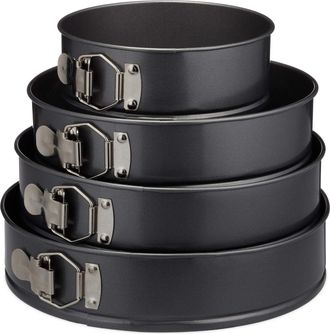 OEM Juego De 4 Moldes Desmontables Redondos, &Oslash; 18/24/26/28 Cm, Antiadherentes, Resistentes Al Calor Hasta 250 &deg;c, Color Gris Metalizado