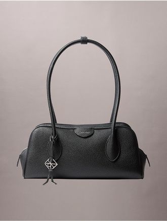 Calvin Klein Womens Emblem Logo Shoulder Bag - Black