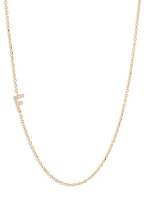 Anzie Love Letter Pavé Diamond Initial Pendant Necklace in Gold-F at Nordstrom, Size 16