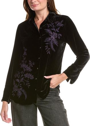 Johnny Was Velvet Vintage Button-Down Silk-Blend Shirt