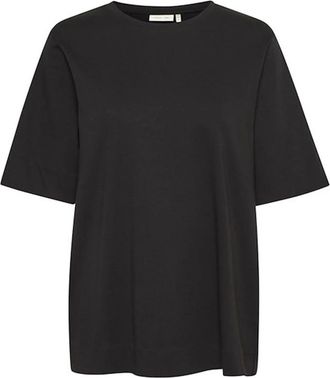 Inwear Zwarte Boxy Top met Halve Mouwen - Dames - T-shirts - Zwart - 2XS - Katoen - Tops