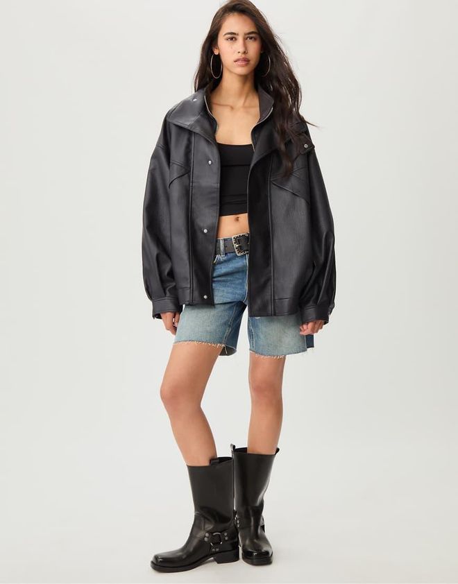 Stradivarius Biker Oversize Pelle Stradivarius Giacca Oversize In - Main Image
