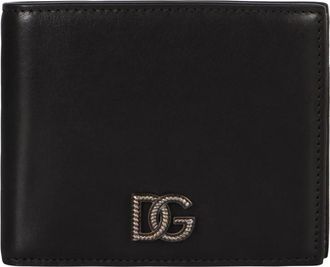 Dolce & Gabbana DG Logo Bi-Fold Portemonnee - Heren - Portefeuilles - Zwart - ONE Size - Leer - Accessoires