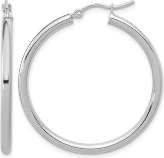 Diamond2Deal 14k Gold Polished 2.5mm Round Lightweight Tube Hoop Earrings