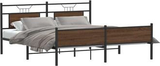 vidaXL Metal Bed Frame without Mattress Brown Oak 183x213 cm Vidaxl