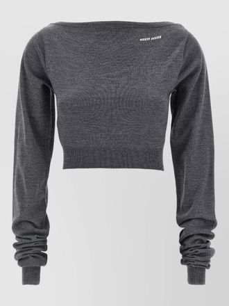 Miu Miu wool knit boat neck cropped top