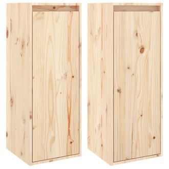 vidaXL Vidaxl - Armario De Pared 2 Uds Madera Maciza De Pino 30x30x80 Cm