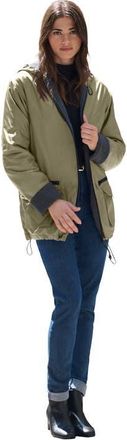 Roaman's Plus Size Hooded Nylon Jacket in Green Khaki at Nordstrom, Size Medium