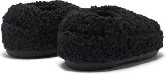 Moon Boot Womens Faux Curly Logo Band Sandals Black Rubber Sole