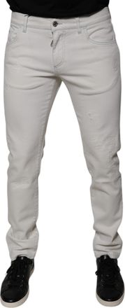 Dolce & Gabbana White Cotton Stretch Skinny Men Denim Jeans Co+02 Clothing