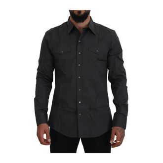 Dolce & Gabbana Sicilia Long Sleeve Shirt - Heren - Overhemden - Grijs - Maat: XL Katoen