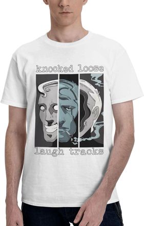 Generic Mens Knocked Music Band T-Shirt Short Sleeve Tee-Shirt Basic Simple Vintage Tops Cotton Crew Neck Shirt Black XXL