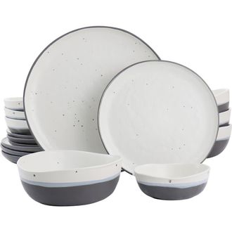 Gibson Home Rhinebeck 16 Piece Round Stoneware Dinnerware Set in White at Nordstrom