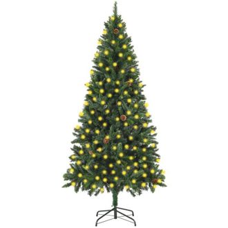 vidaXL &Aacute;rbol De Navidad Artificial Iluminado Con Luces Y Pi&ntilde;as 210 Cm Vidaxl