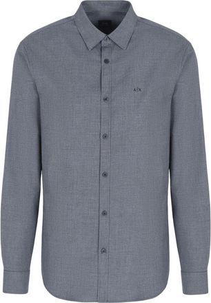 A|X Armani Exchange Overhemden, Heren, Grijs, M, Katoen, Micro Pied De Poul Overhemd