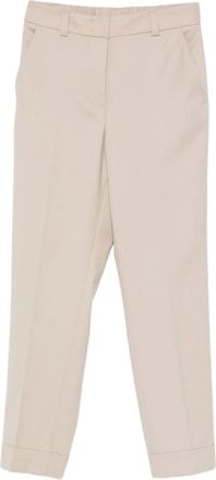 PESERICO Broeken, Dames, Beige, XL, Leer, broek met persplooi