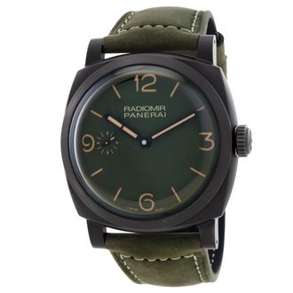 Officine Panerai Pre-owned Panerai Radiomir 48MM Hand Wind Military Green Dial Ceramic Mens 48 mm Watch PAM00997