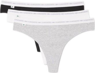 Lacoste 3-Pack Stretch Cotton Thongs in Black/White/Silver Chine at Nordstrom, Size 3X-Large