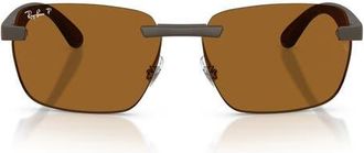 Ray-Ban 59mm Polarized Rimless Sunglasses in Sand Brown /Polar Bronze at Nordstrom