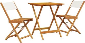 vidaXL 3 Piece Bistro Set Cream White Fabric and Solid Wood Vidaxl