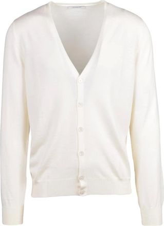 Gran Sasso Truien & Vesten, Heren, Wit, 3Xl, Wol, V-hals Cardigan met Knopen