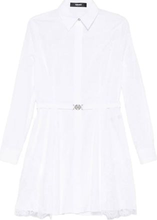Versace Belted Cotton Shirt Dress Clothing