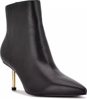 Nine West Womens Nine West Ritaa Bootie Black Leather Pointed Toe Stiletto Heel HTAT536