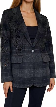 Me369 Kinsley Wool Embroidered Blazer In Black Multi