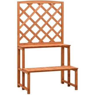 vidaXL Trellis Planter with Shelves Orange 70x42x120 cm Solid Firwood vidaXL
