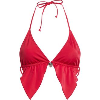 PacSun Aquamarine Heart Charm Bikini Top in Red at Nordstrom, Size X-Small