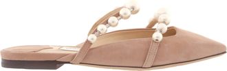 Jimmy Choo London Amaya Pearly Two-Band Suede Flats