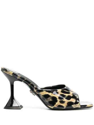 Philipp Plein leopard-print square-toe sandals - Black
