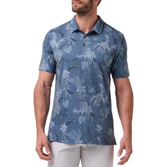 Travis Mathew Featherweight Floral Polo in Blue Horizon at Nordstrom, Size Xx-Large