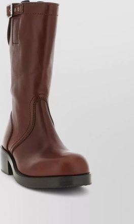 Dries Van Noten leather biker mid-calf boots
