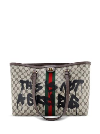 Balenciaga x Gucci The Hacker Project Graffiti BB Coated Canvas Medium tote bag - Marrone