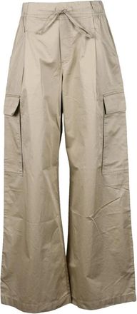 Replay broek - Dames - Wijde Broeken - Beige - W25 - Katoen - Broeken