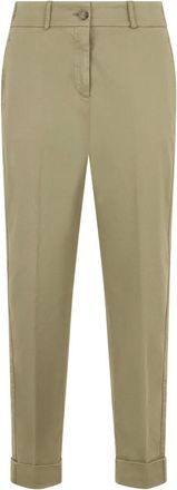 PESERICO turn-up hem trousers - women - Cotton/Silk/Lyocell - 46 - Green