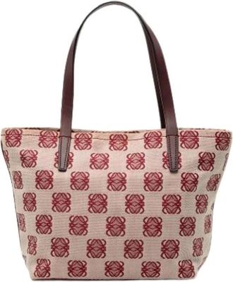 Loewe Pre-owned Tote Bags, female, Red, Size: ONE SIZE Pre-owned Canvas Tote