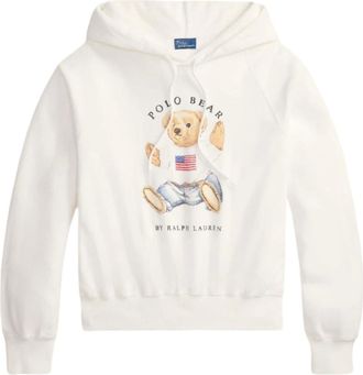 Polo Ralph Lauren Hoodies, female, White, Size: XS Shrunken Bear Fit Hoodie
