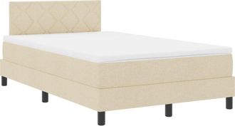 vidaXL Box Spring Bed with Mattress Cream 120 x 200 cm Fabric vidaXL