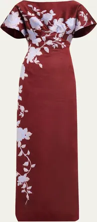 Lela Rose Rose Fil Coupe Empire-Waist Column Gown