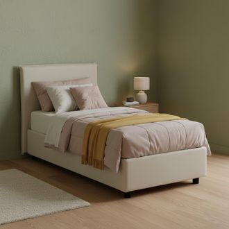 Talamo Italia Talamo Italia - Cama Individual Bruna, Cama Contenedor Con Revestimiento De Tela, 100% Made In Italy, Apertura Frontal, Adecuado Para Colch&oacute;n Cm 80x19