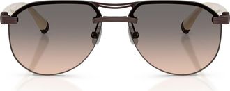 Brunello Cucinelli Carlito B 57mm Pilot Sunglasses in Matte Chocolate at Nordstrom