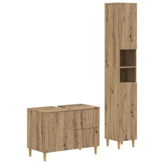 vidaXL Juego De Gabinete De Ba&ntilde;o De 2 Piezas Delft Roble Artisan Vidaxl