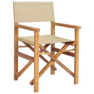 vidaXL Silla De Director Marr&oacute;n Y Beige Madera De Teca Maciza Vidaxl